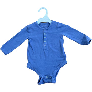 Pehr Blue Long Sleeve Organic Onesie (3/6M Neutral)