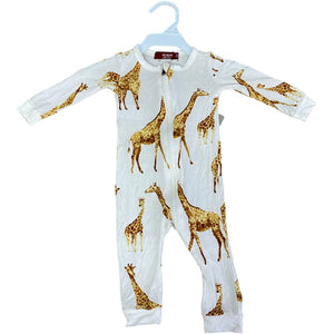 Milk Barn Cream Bamboo Giraffe Romper (3/6M Neutral)