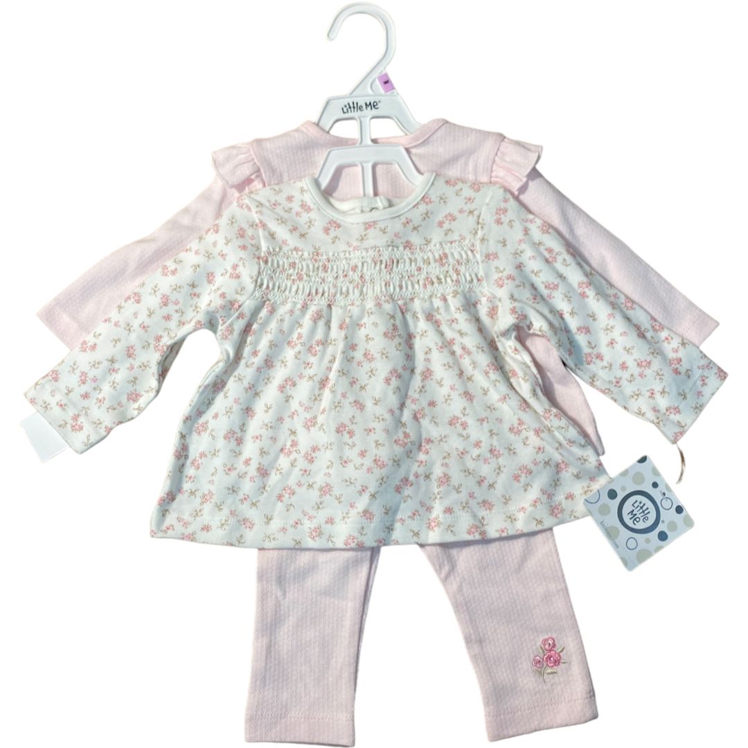 Little Me Pink 3 PC Floral Pant Set NWT (9M Girls)