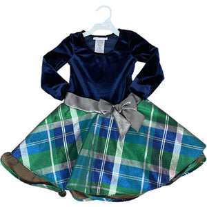 Bonnie Jean Navy Plaid Holiday Dress (2T Girls)