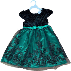 Jona Michelle Green Floral Glitter Dress (3T Girls)