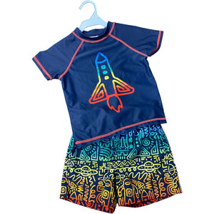 Andy & Evan Navy Rocket Rash Guard Swim Set (3T Boys)