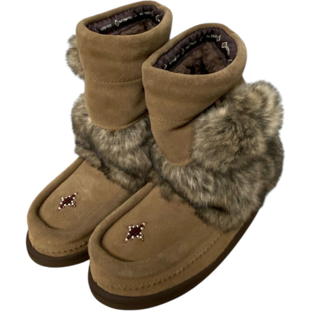 Manitobah Brown Waterproof Faux Fur Youth Snowy Owlet (Size 13)