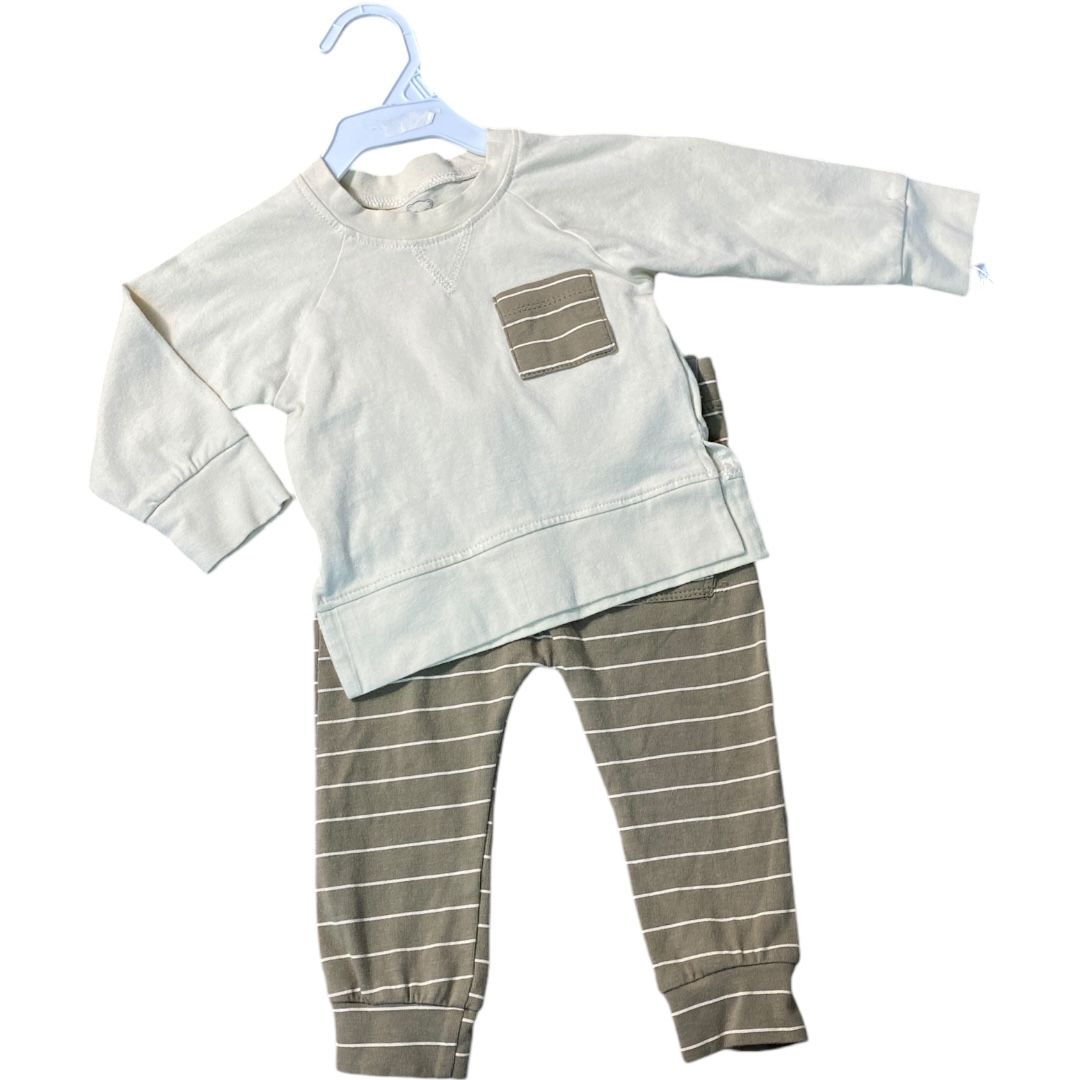 Chubby Bubby Bear Brown Stripe Pant & Shirt Set (6/12M Neutral)