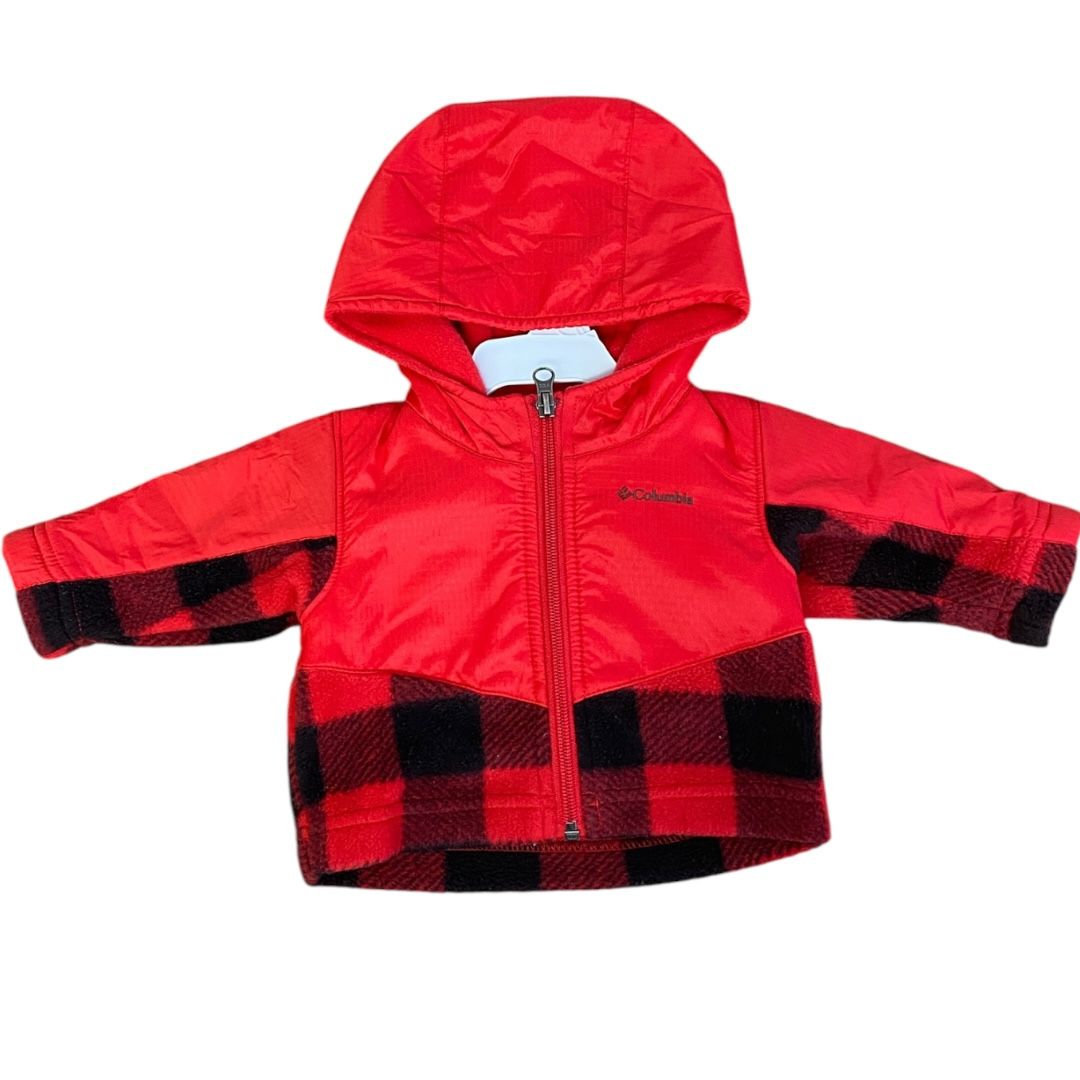 Columbia Red Fleece Hooded Buffalo Plaid Jacket (0/3M Neutral)