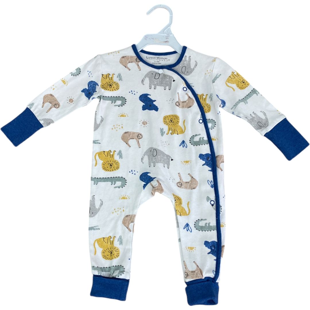 HOme Grown White Safari Romper (3/6M Boys)