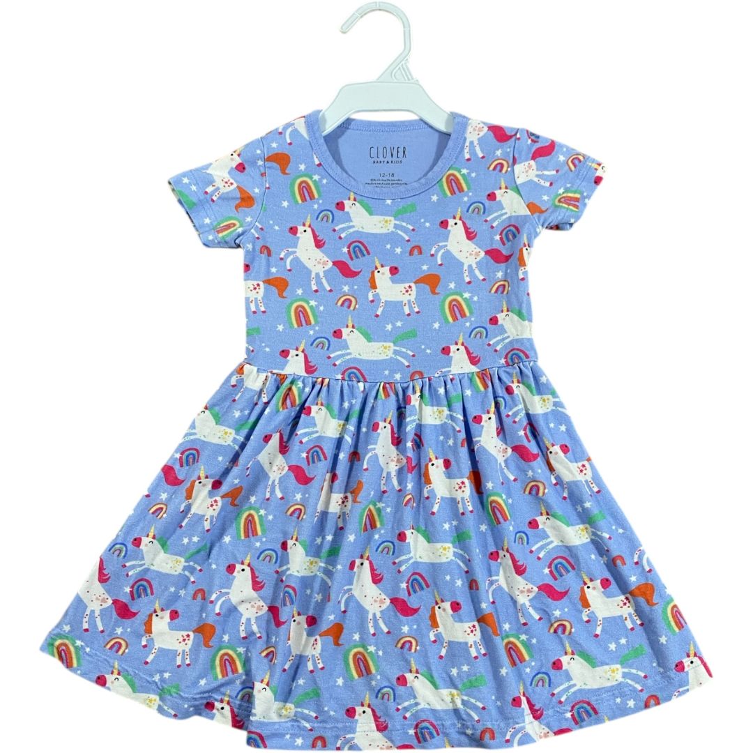 Clover Blue Unicorn Dress (12/18M Girls)