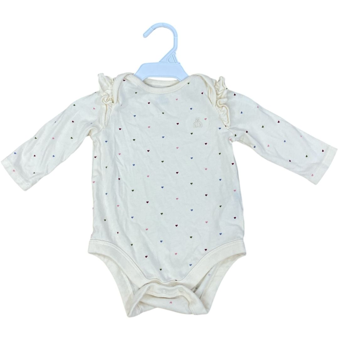 Gap Cream Heart Print Onesie (3/6M Girls)