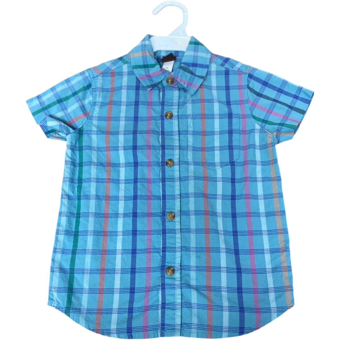 Tea Blue Plaid Button Down (4T Boys)