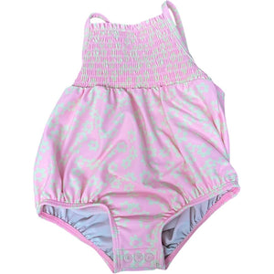 Carter's Pink Floral Smocked Swimsuit (12M Girls)