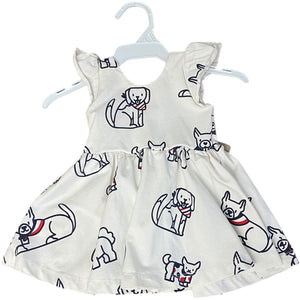 Monica + Andy Cream Puppy Print Dress (0/6M Girls)