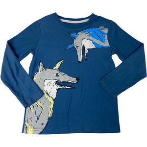 Tea Blue Long Sleeve Wolf Tee (6 Boys)