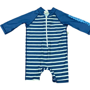 Rugged Butts Navy Stripe Rash Guard Suit (6/12M Boys)