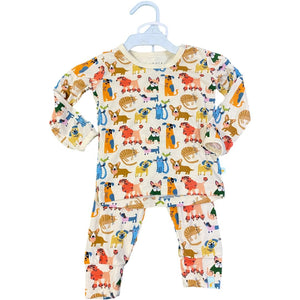 Clover Cream Viscose Puppy Pajamas (6/12M Neutral)