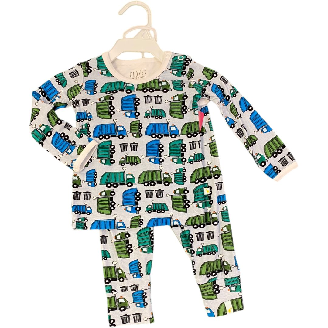 Clover Blue Viscose Truck Pajamas (6/12M Boys)