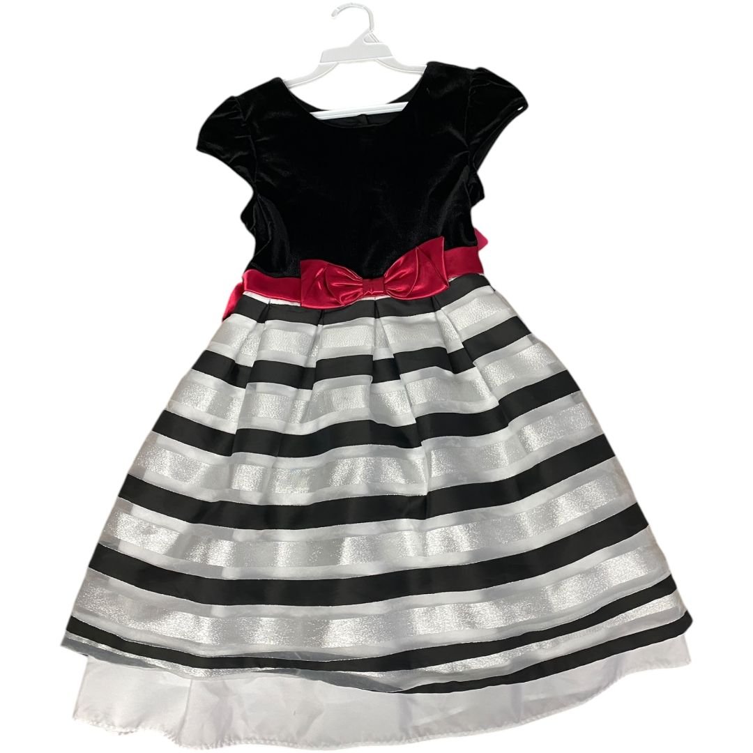 Jona Michelle Black & Silver Stripe Holiday Dress (10 Girls)