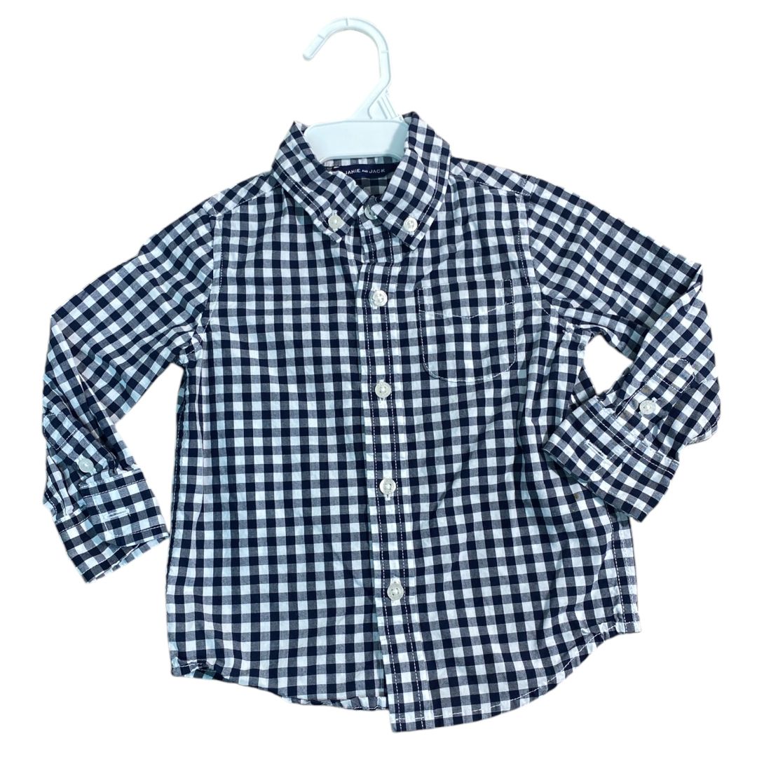 Janie & Jack Navy Plaid Button Down (12/18M Boys)