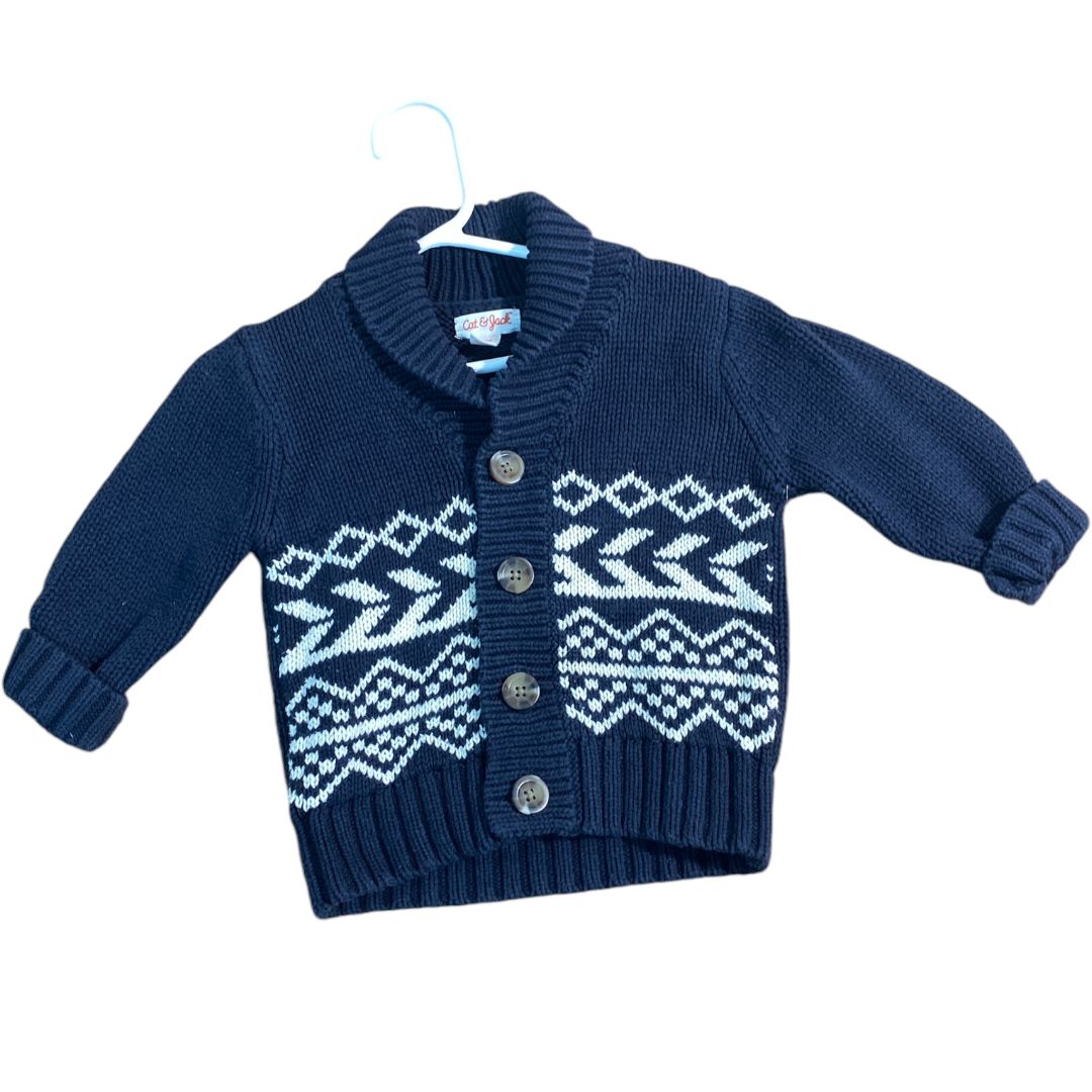 Cat & Jack Navy Pattern Cardigan (18M Boys)