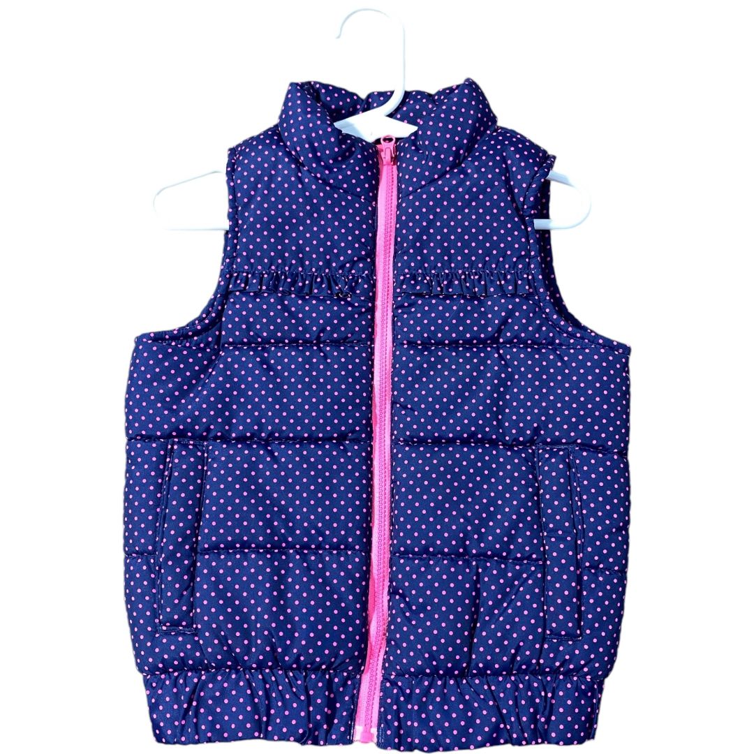 Oshkosh Navy Polka Dot Puffer Vest (3T Girls)