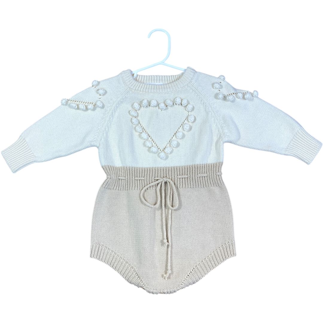 Chubby Bubby Bear Cream Knit Sweater Romper (12/18M Girls)