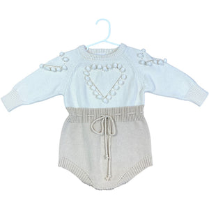 Chubby Bubby Bear Cream Knit Sweater Romper (12/18M Girls)