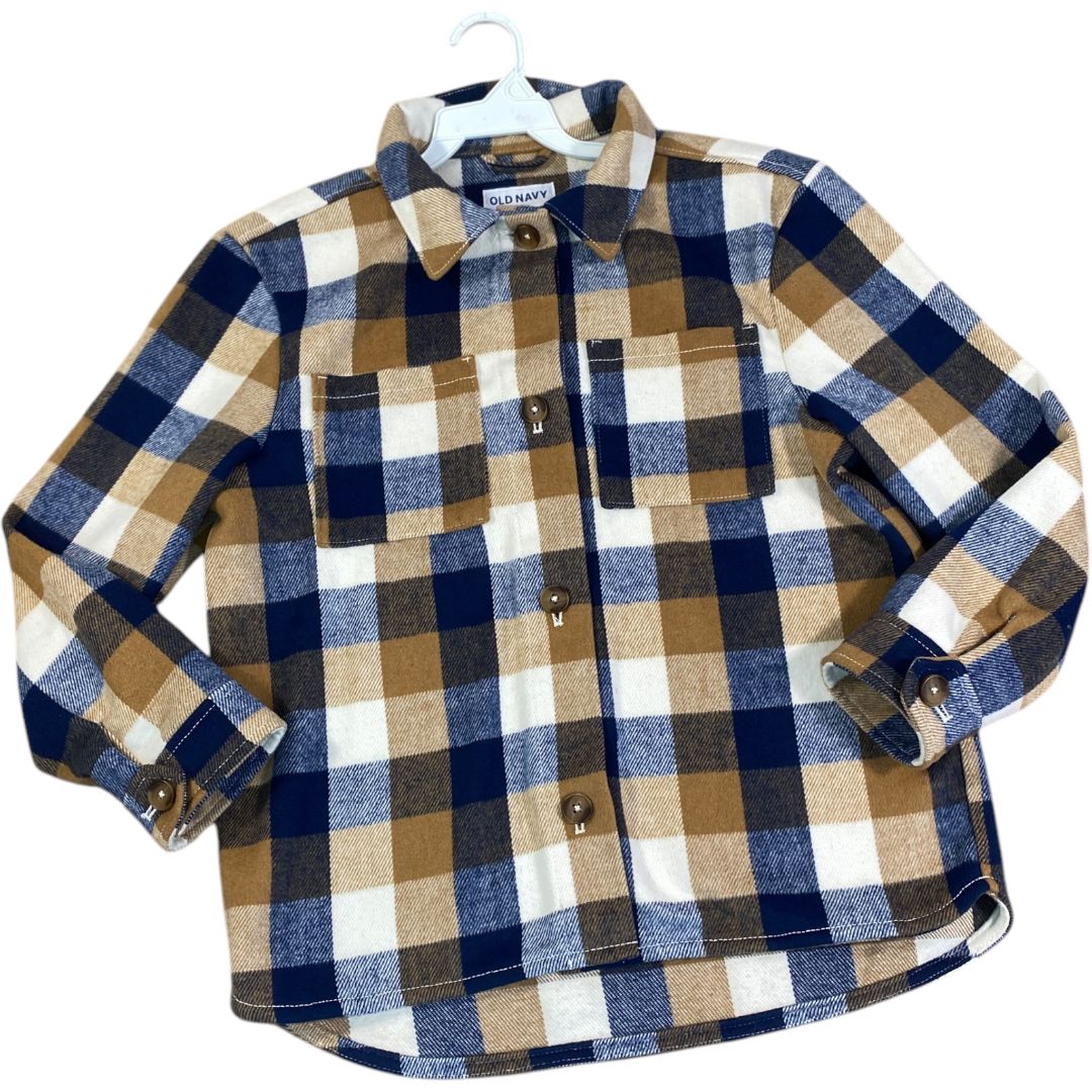 Old Navy Navy Plaid Shacket (14/16 Girls)