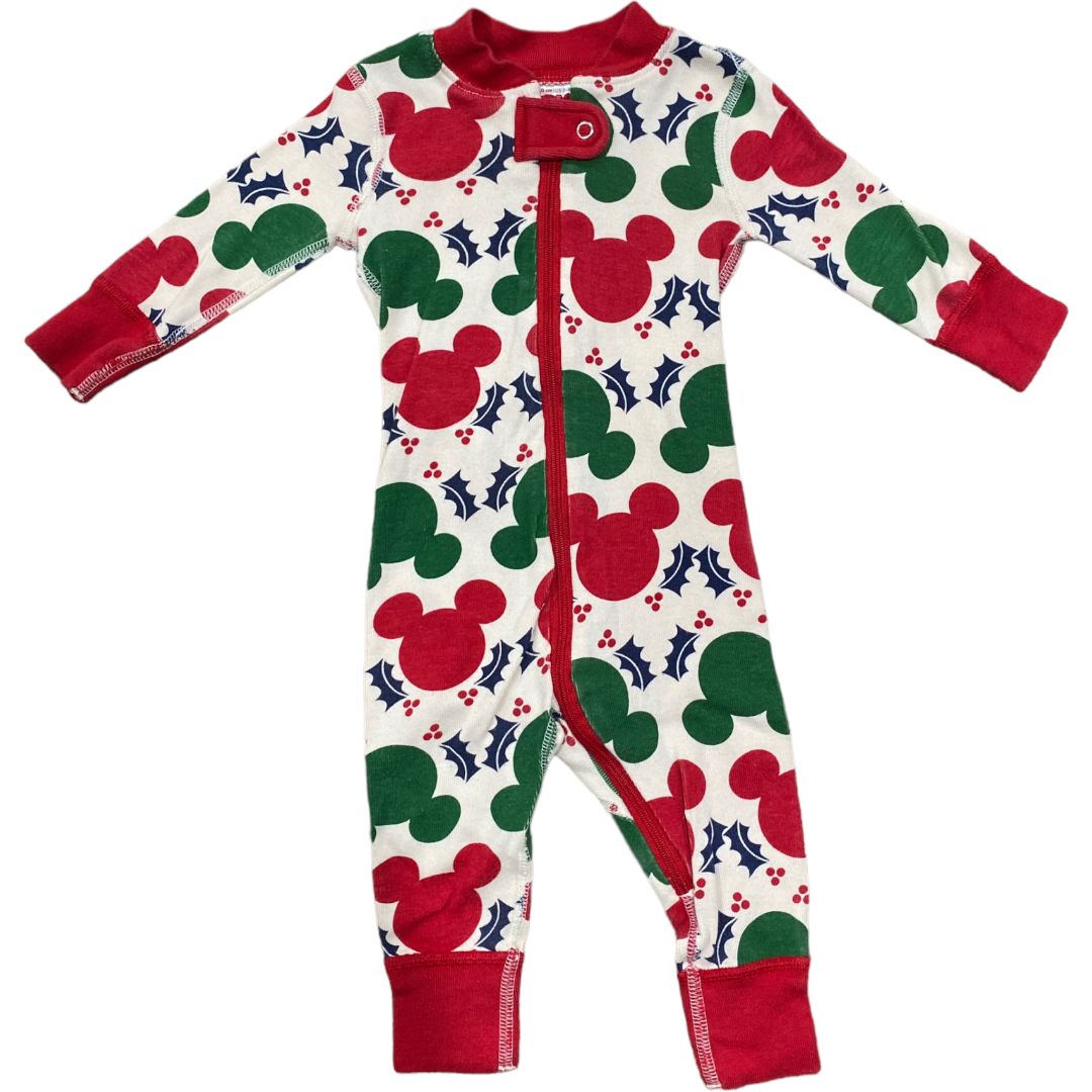 Hanna Andersson Red Organic Mickey Holiday Romper (3/6M Neutral)
