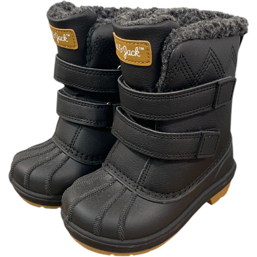 Cat & Jack Black Snow Boots (Size 8)