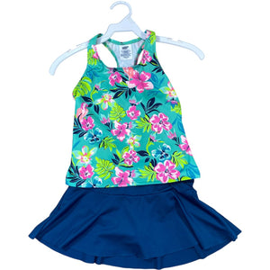 Lands' End Green 2 PC Floral Tankini (7 Girls)