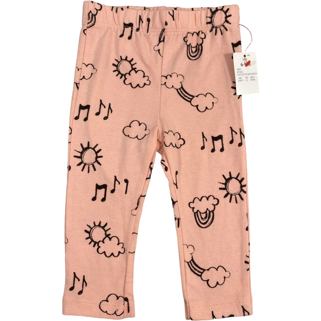 Cat & Jack Peach Rainbow Pattern Pants NWT (6/9M Girl)