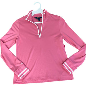 Ralph Lauren Pink Long Sleeve 1/4 Zip Polo Shirt (8/10 Girls)