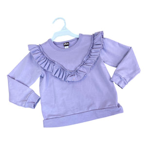 Tea Purple Cotton Ruffle Sweatshirt (2T Girls)