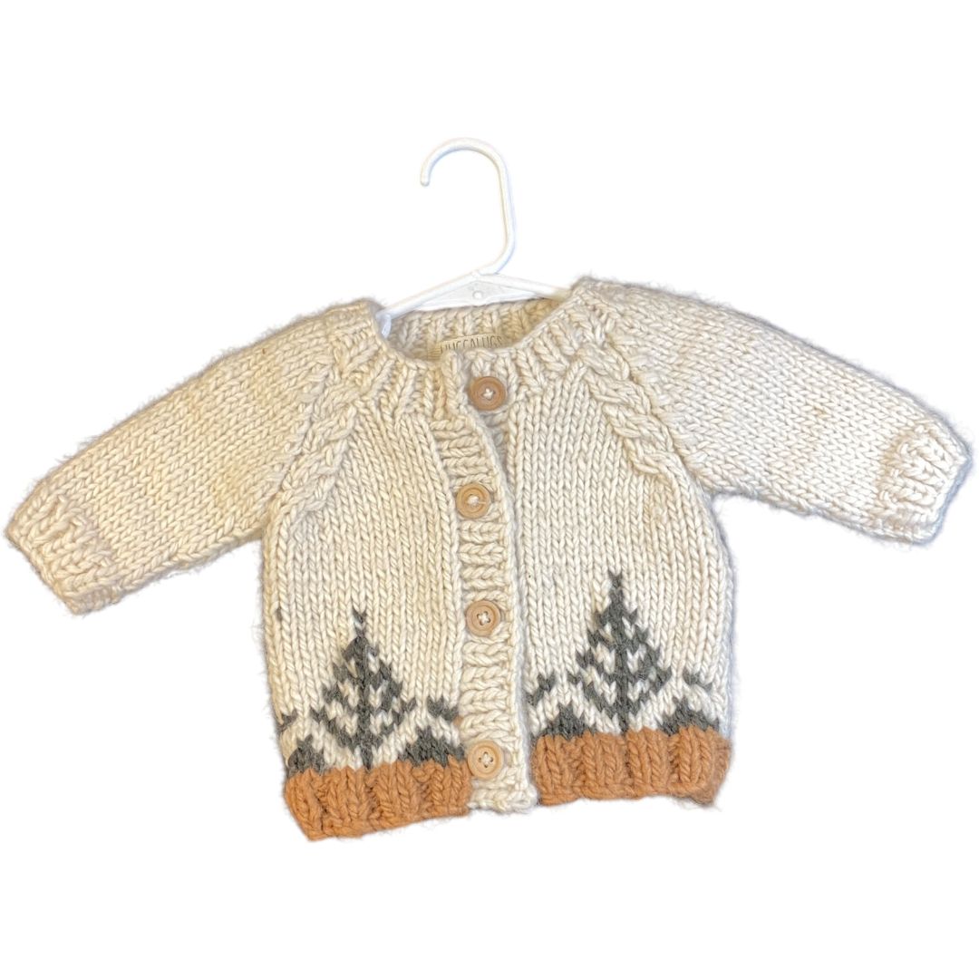 Huggalugs Cream Tree Cardigan (0/6M Neutral)