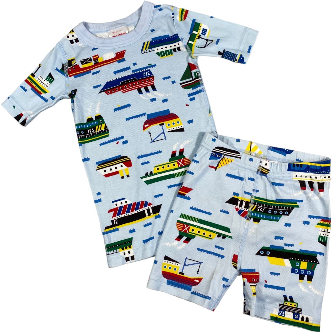 Hanna Andersson Blue Ferry Print Pajama Set (6/7 Boys)