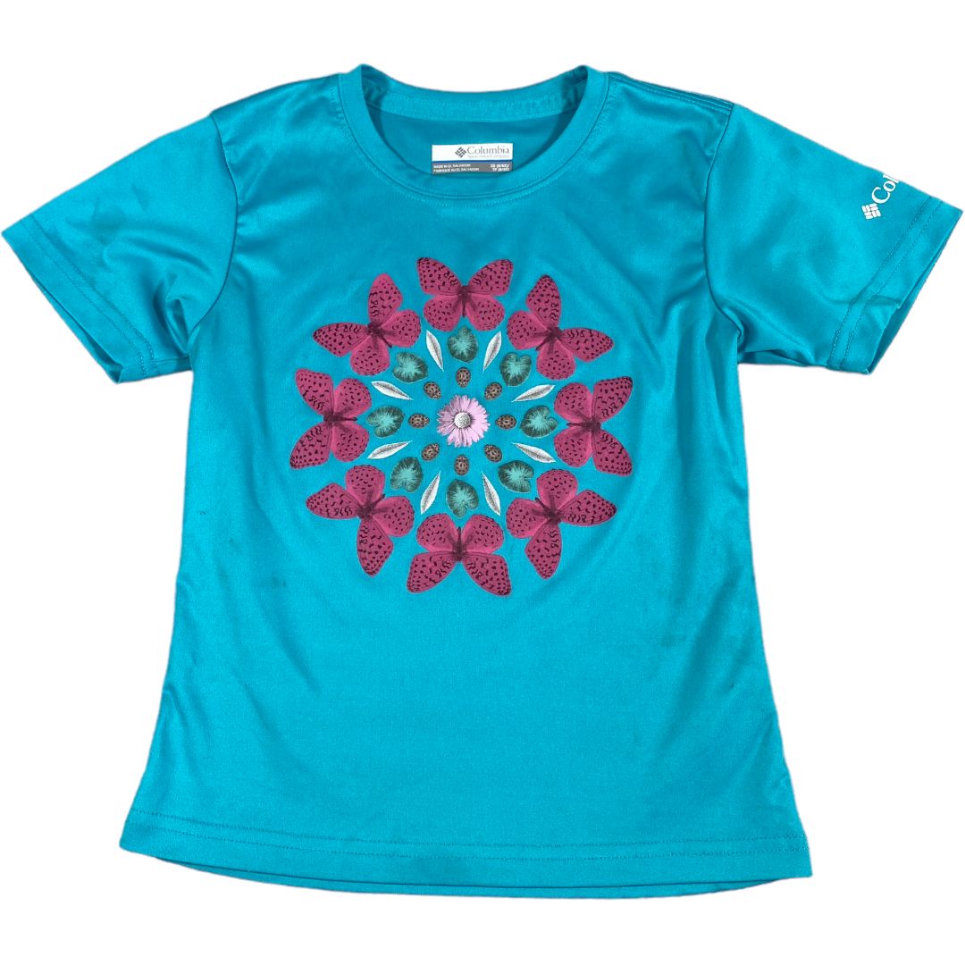 Columbia Teal Butterfly Active Tee (6/6X Girls)