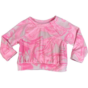 Cat & Jack Pink Marble Velour Sweatshirt (12M Girls)
