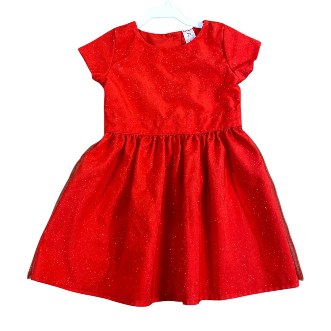 Carter's Red Glitter Dress (3T Girls)
