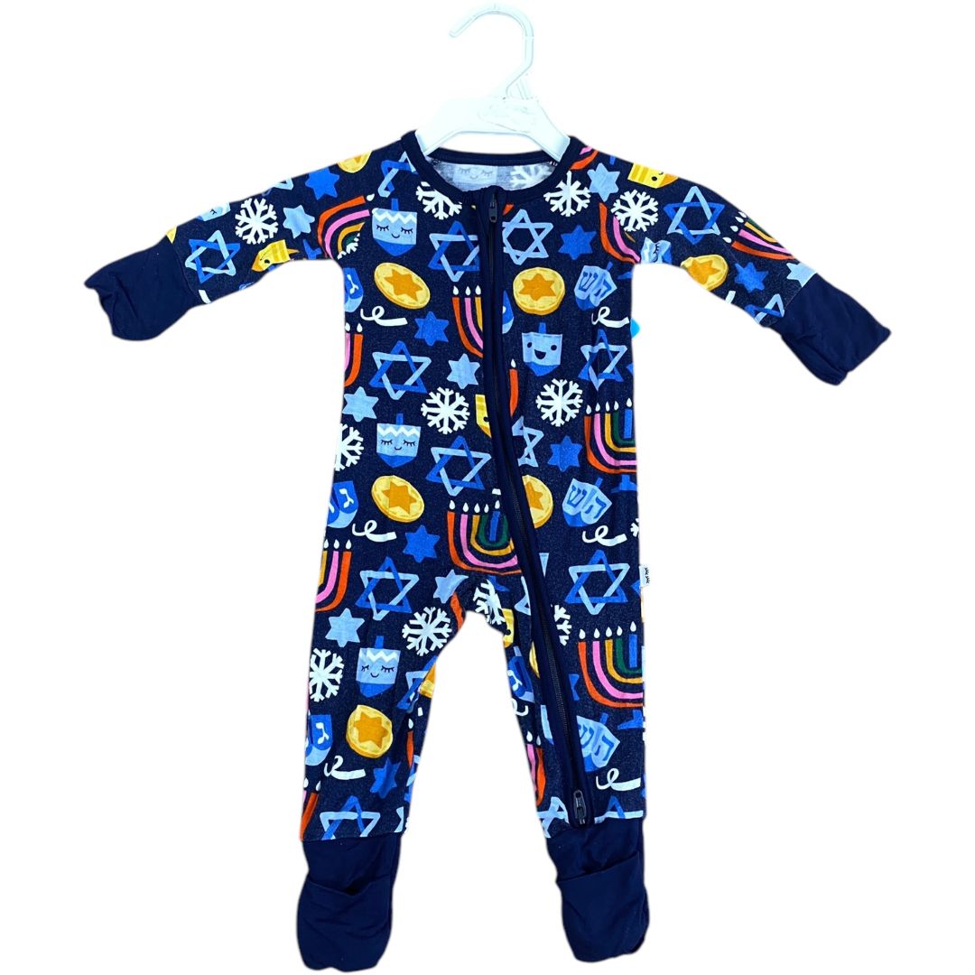 Little Sleepies Navy Bamboo Hanukkah Sleeper (Newborn Neutral)