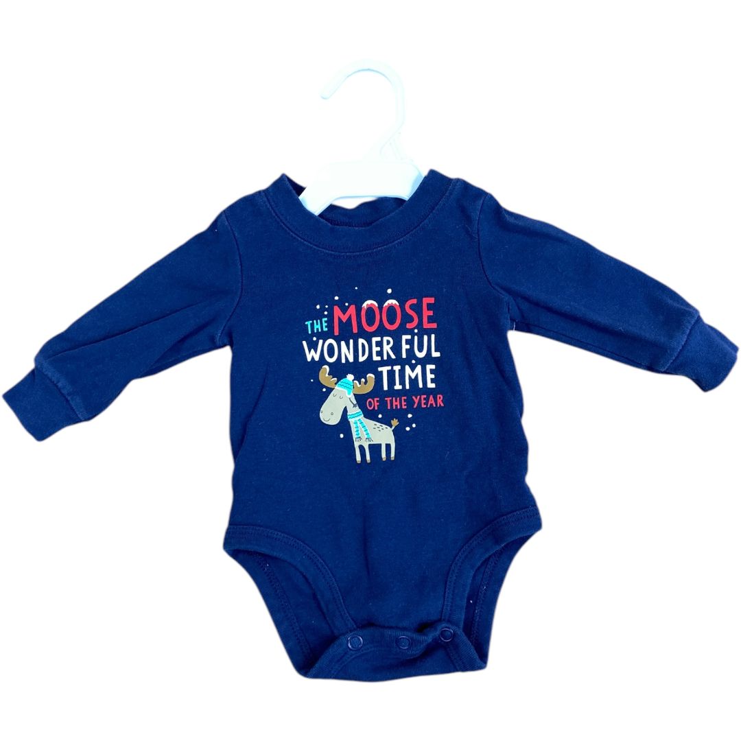 Carter's Navy Moose Onesie (3M Boys)
