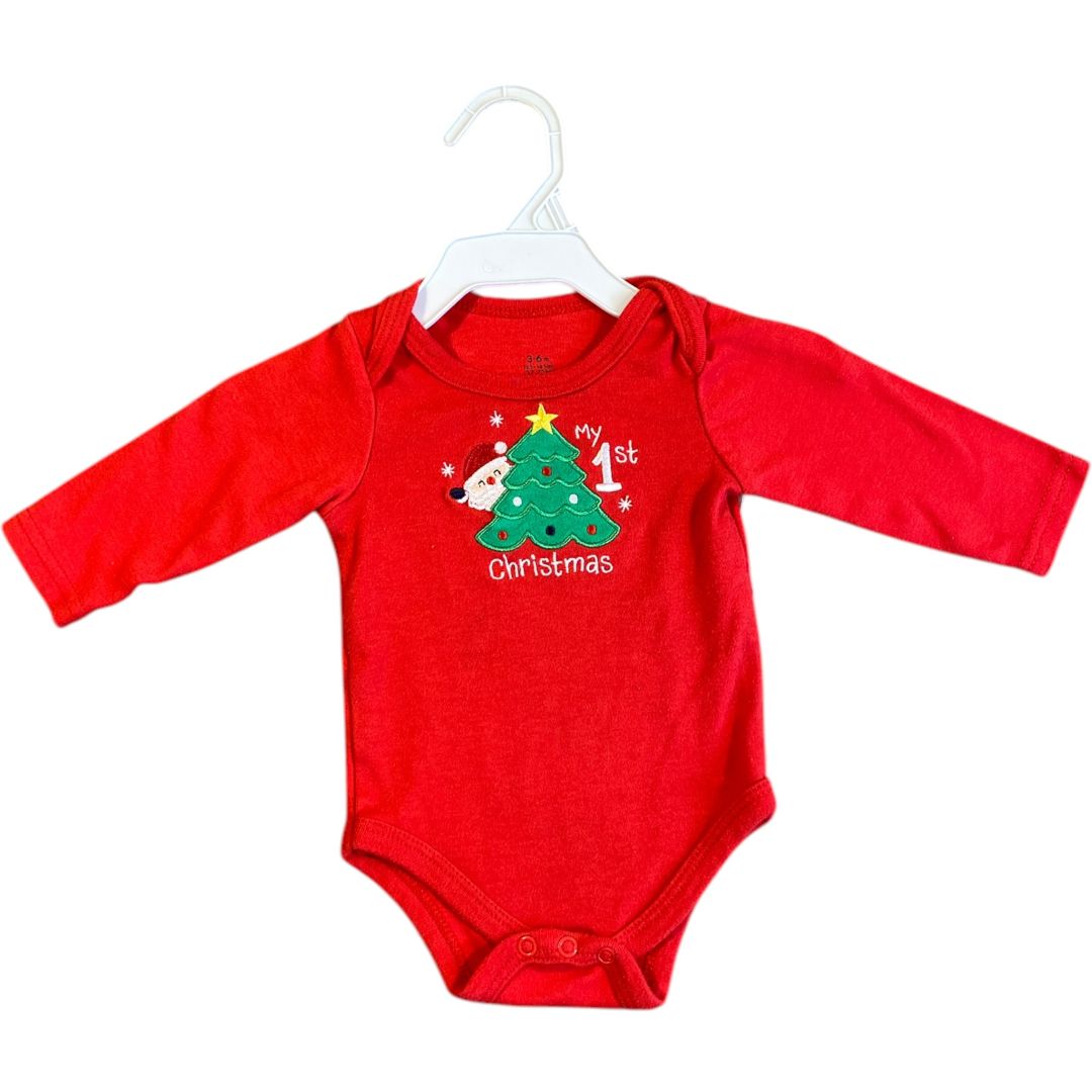 Baby Steps Red 1st Christmas Onesie (3/6M Neutral)