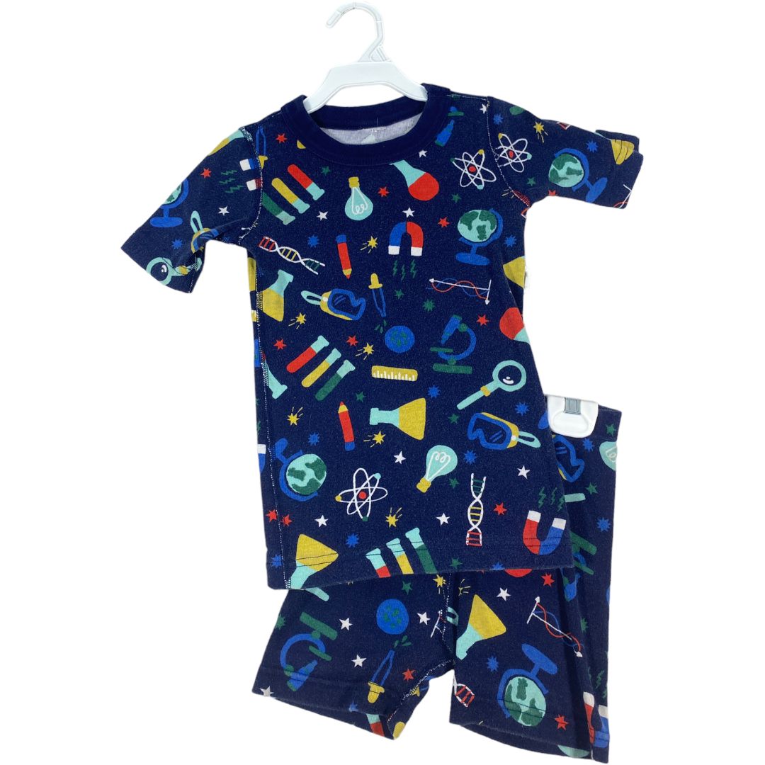 Hanna Andersson Navy Organic Science Print Short Pajamas (6/7 Boys)