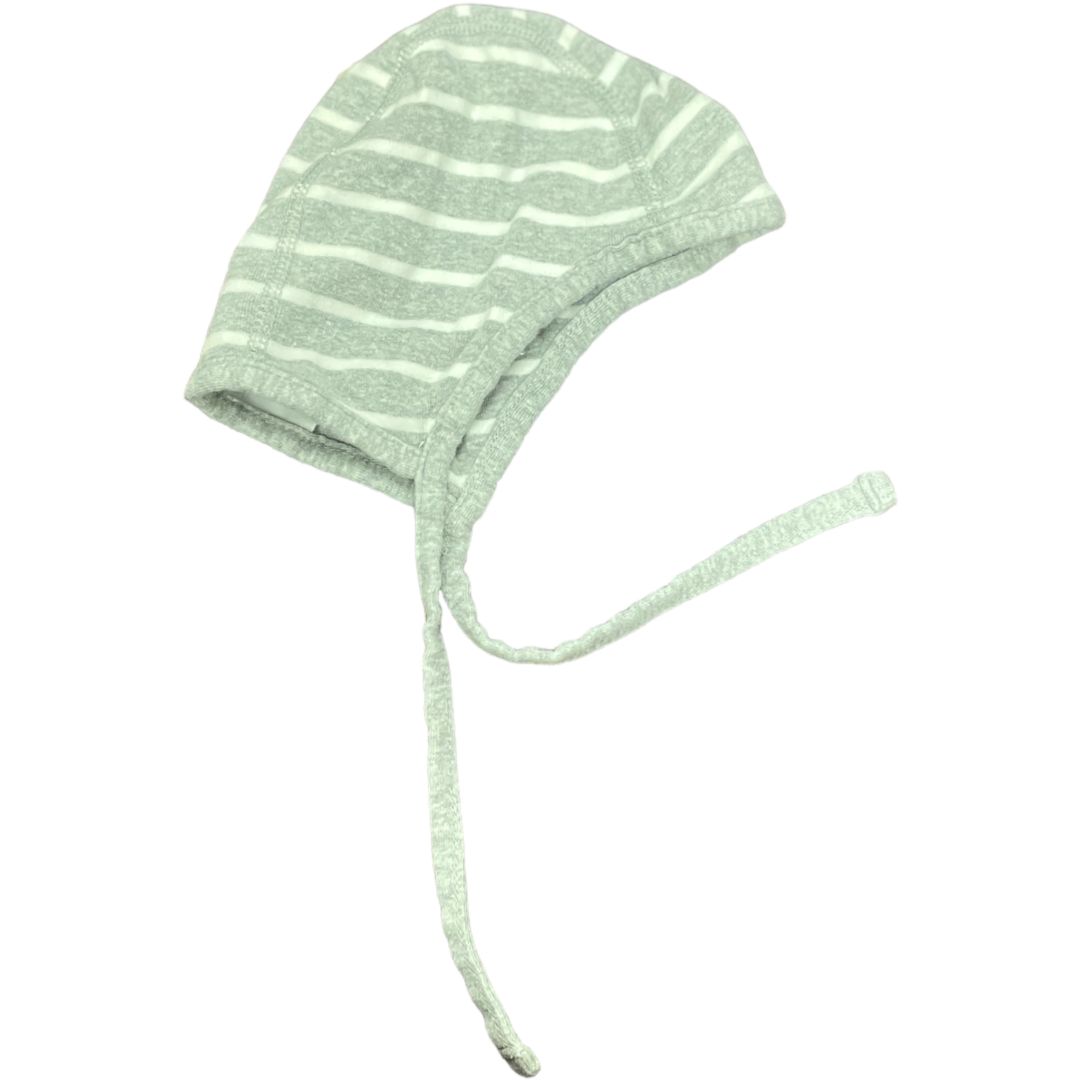 Hanna Andersson Grey Organic Stripe Bonnet (3/12M Neutral)