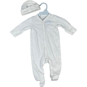 Mori Baby White Organic Bamboo Sleeper Set with Hat (Newborn Neutral)