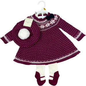 Max Studio Maroon Sweater Dress Set NWT (3/6M Girl)