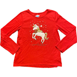 Holiday Time Red Unicorn Holiday Tee (10/12 Girls)