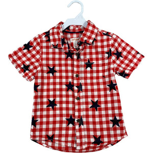 Cat & Jack Red Star Print Button Down (3T Boys)