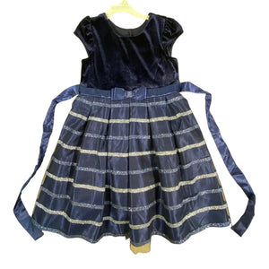 Jona Michelle Navy Glitter Stripe Dress (6 Girls)