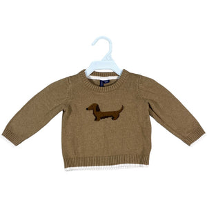 Janie & Jack Brown Puppy Sweater (6/12M Boys)