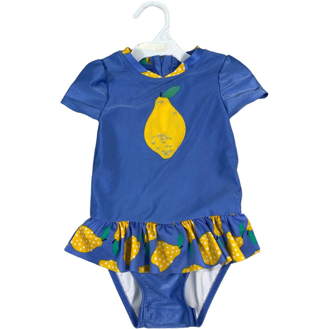 Cat & Jack Blue Lemon Rashguard Swimsuit (2T Girls)