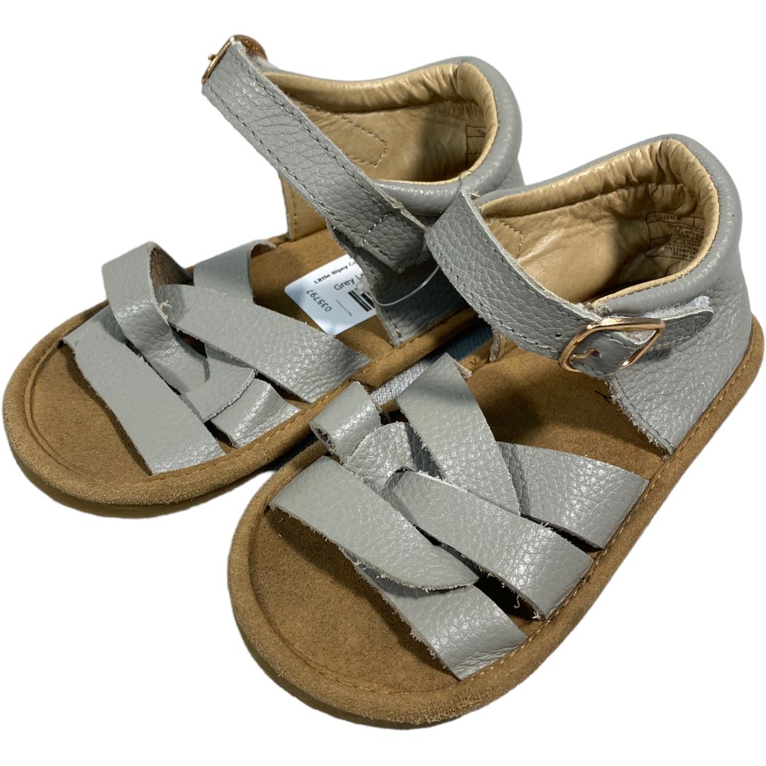 Little Bipsy Collection Grey Leather Sandals (Size 6)